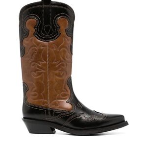 Ganni Black and Brown Cowboy boot